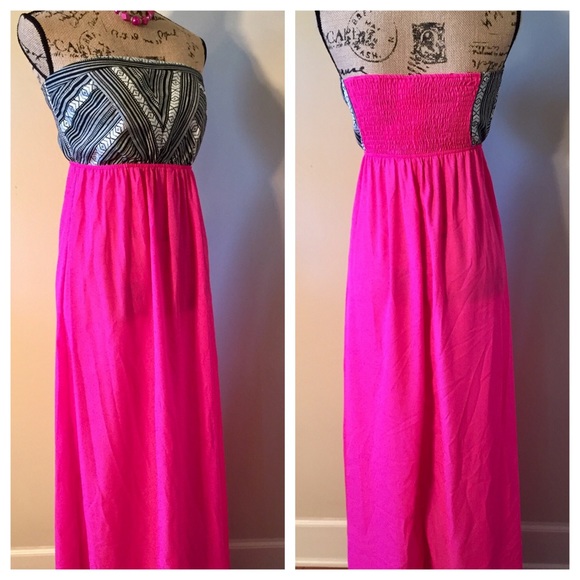 West 36th Dresses & Skirts - ⬇️ WEST 36th Pink Black Strapless Maxi Dress NWT